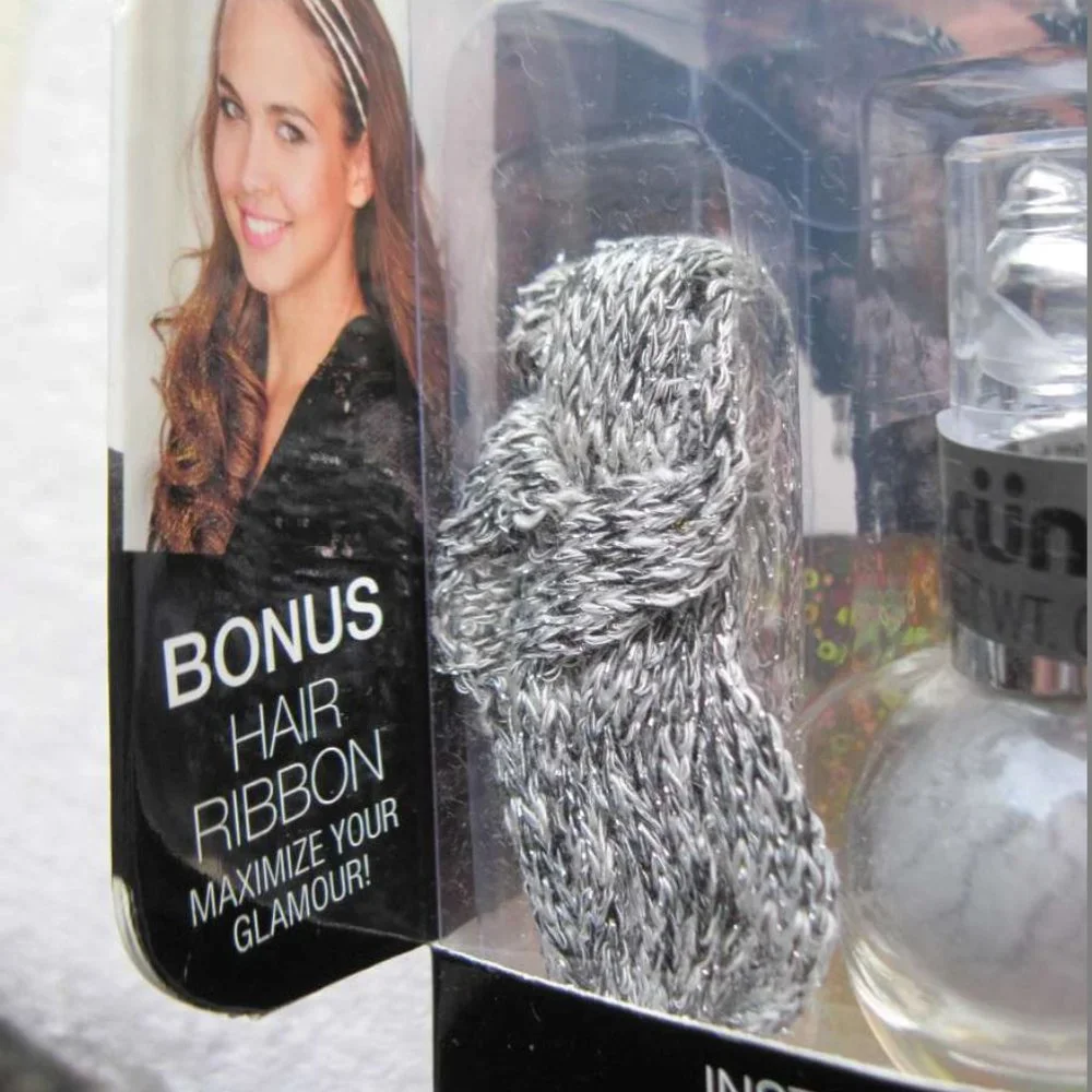 Scunci Instant Hair Shimmer Sparkling Glimmer Glitter Pink Silver Gold Ribbon